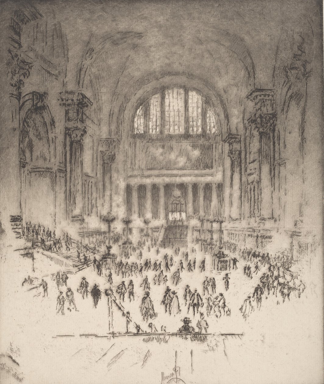 Marble Hall, Pennsylvania İstasyonu, New York, 1919. by Joseph Pennell
