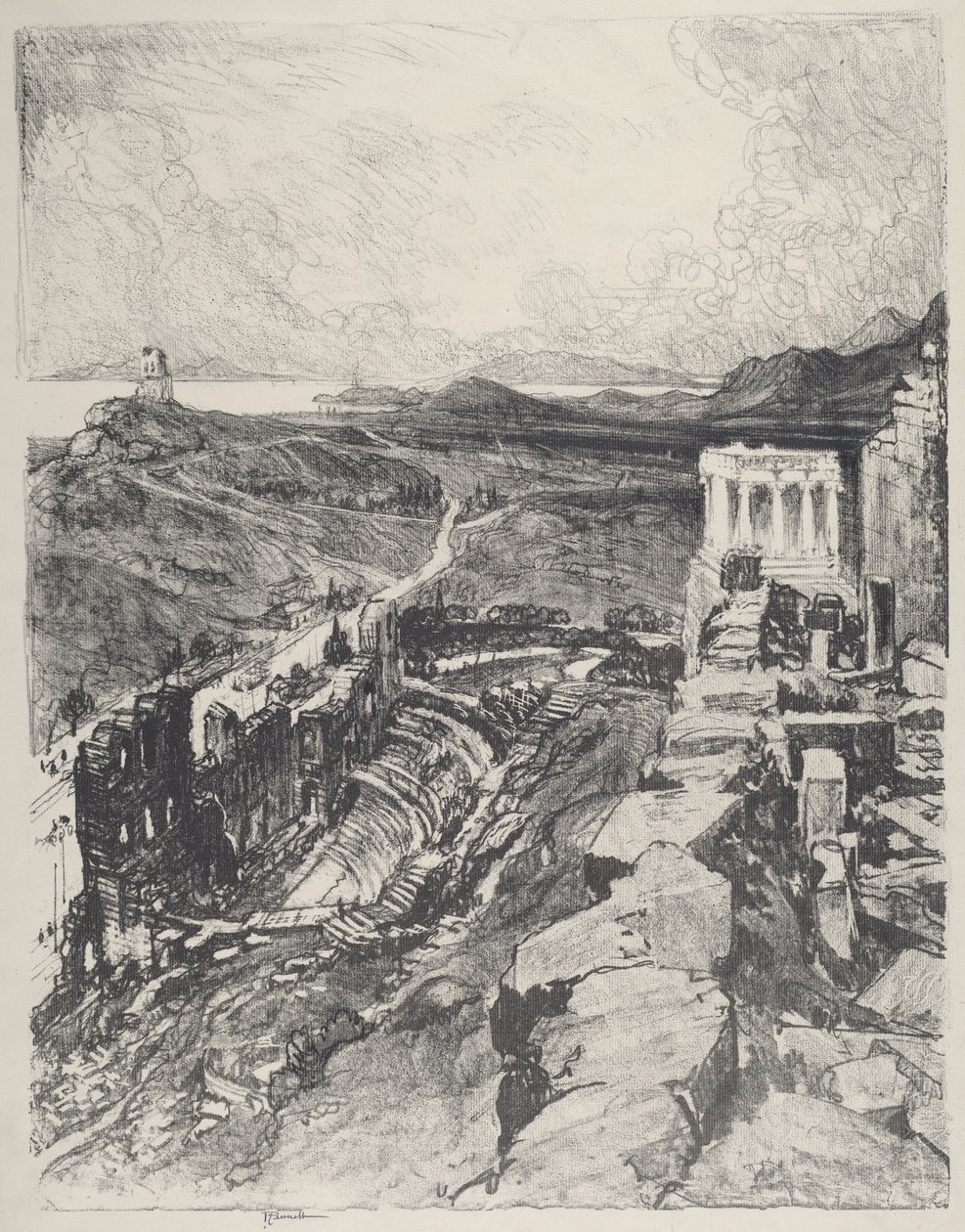 Odeon, Atina, 1913. by Joseph Pennell