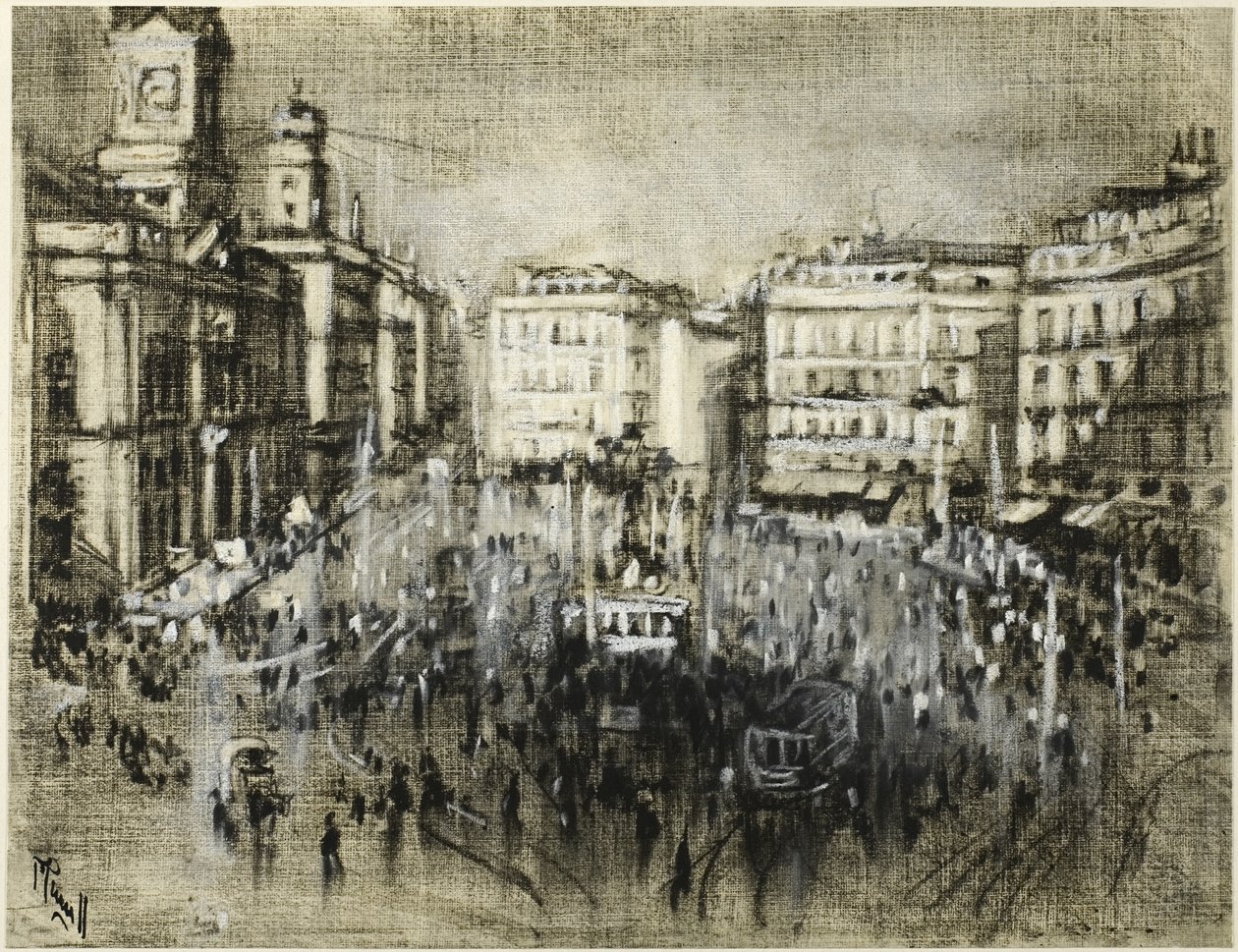 Puerta del Sol, Madrid by Joseph Pennell