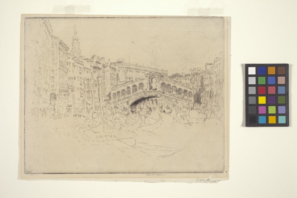 Rialto, Venedik (aşındırma ve kuru nokta) by Joseph Pennell