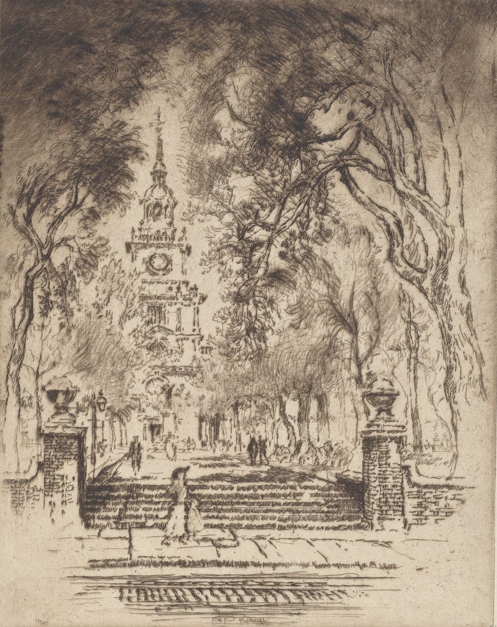 Meydan, Bağımsızlık Meydanı, Philadelphia, 1920. by Joseph Pennell