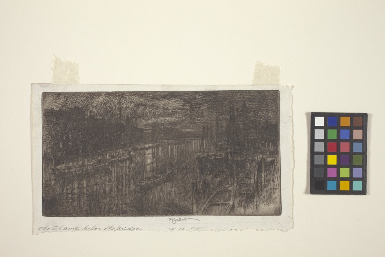 Köprünün Altındaki Thames (gravür) by Joseph Pennell
