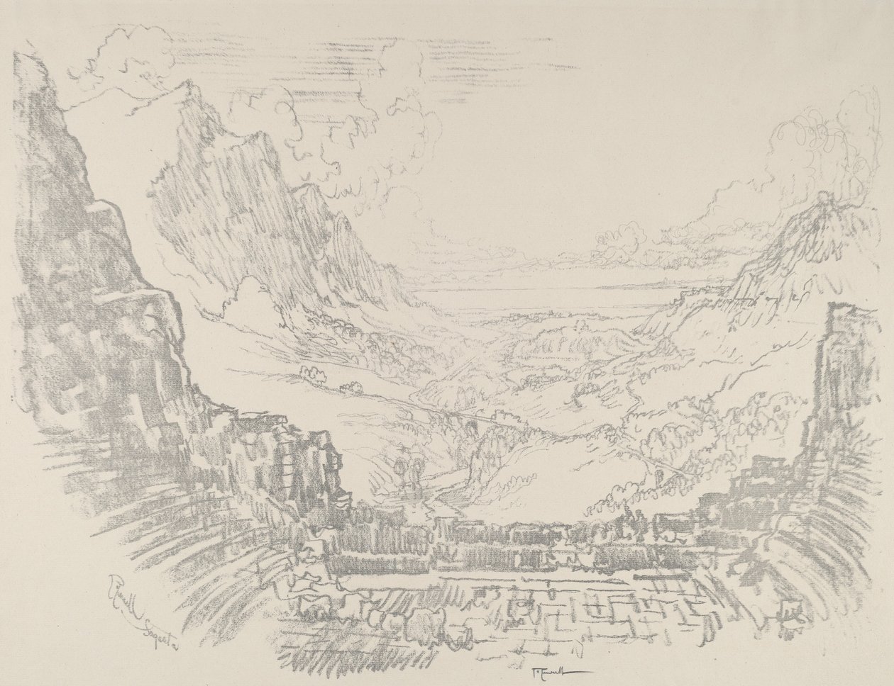 Tiyatro, Segesta, 1913. by Joseph Pennell
