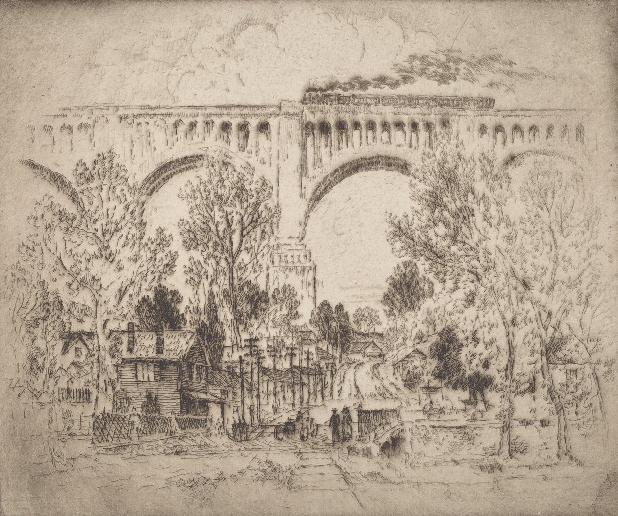 Viyadük, D., L. & W., Nicholson, Pa., 1919. by Joseph Pennell
