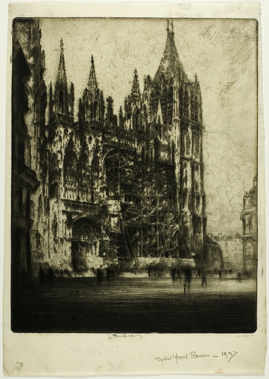 Batı Cephesi, Rouen Katedrali by Joseph Pennell