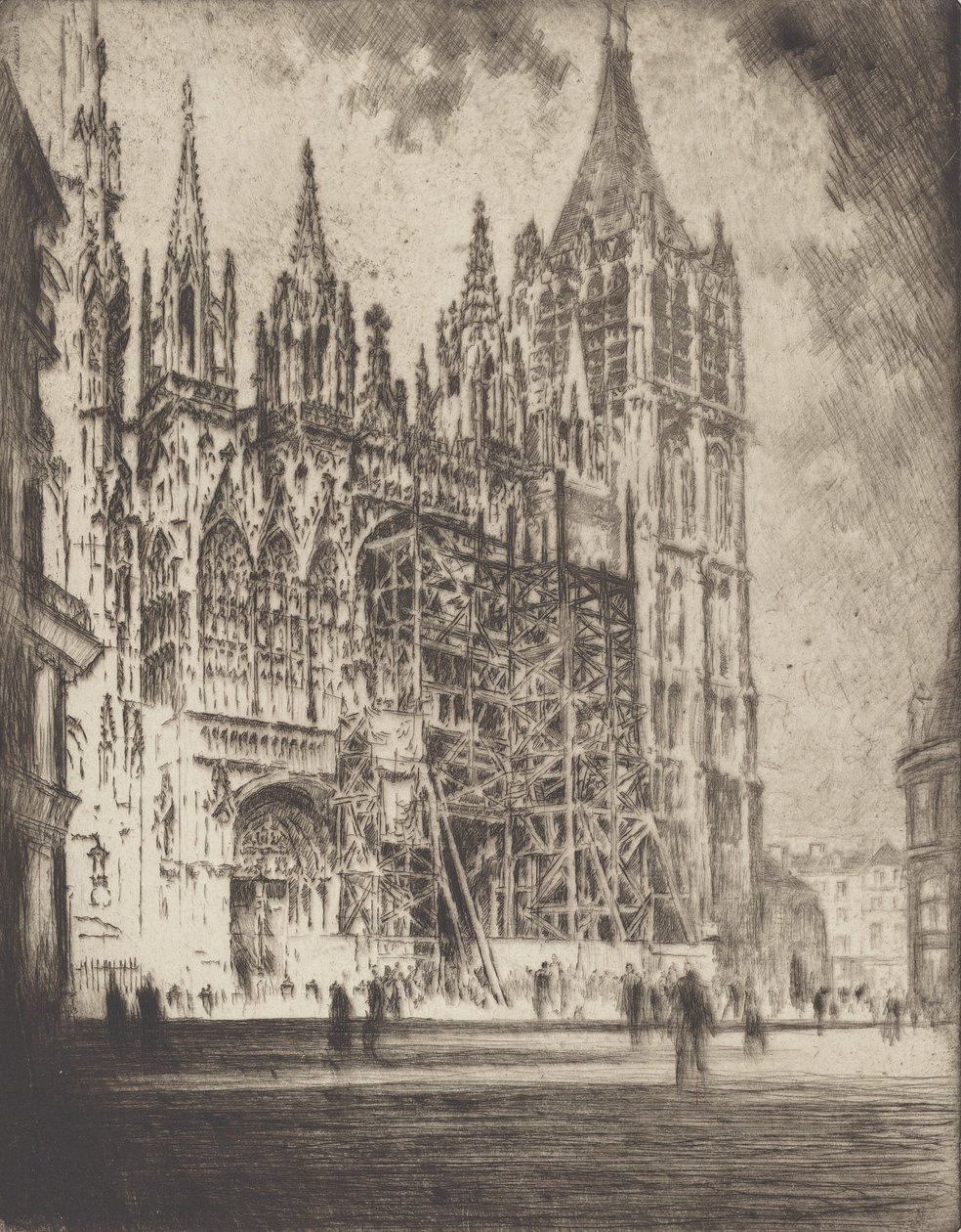 Batı Cephesi, Rouen Katedrali, 1907. by Joseph Pennell