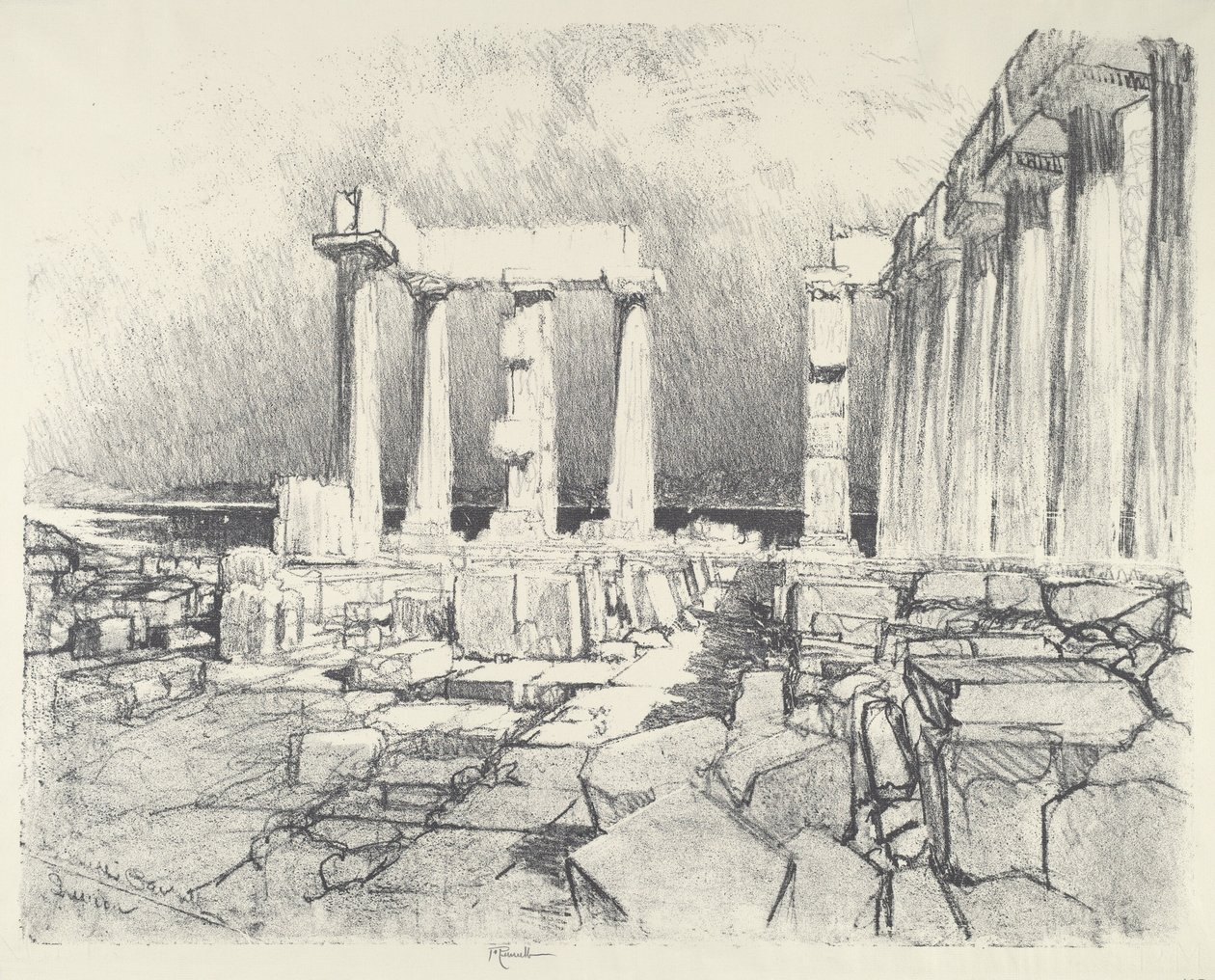 Şarap-Karanlık Deniz, Sunium, 1913. by Joseph Pennell