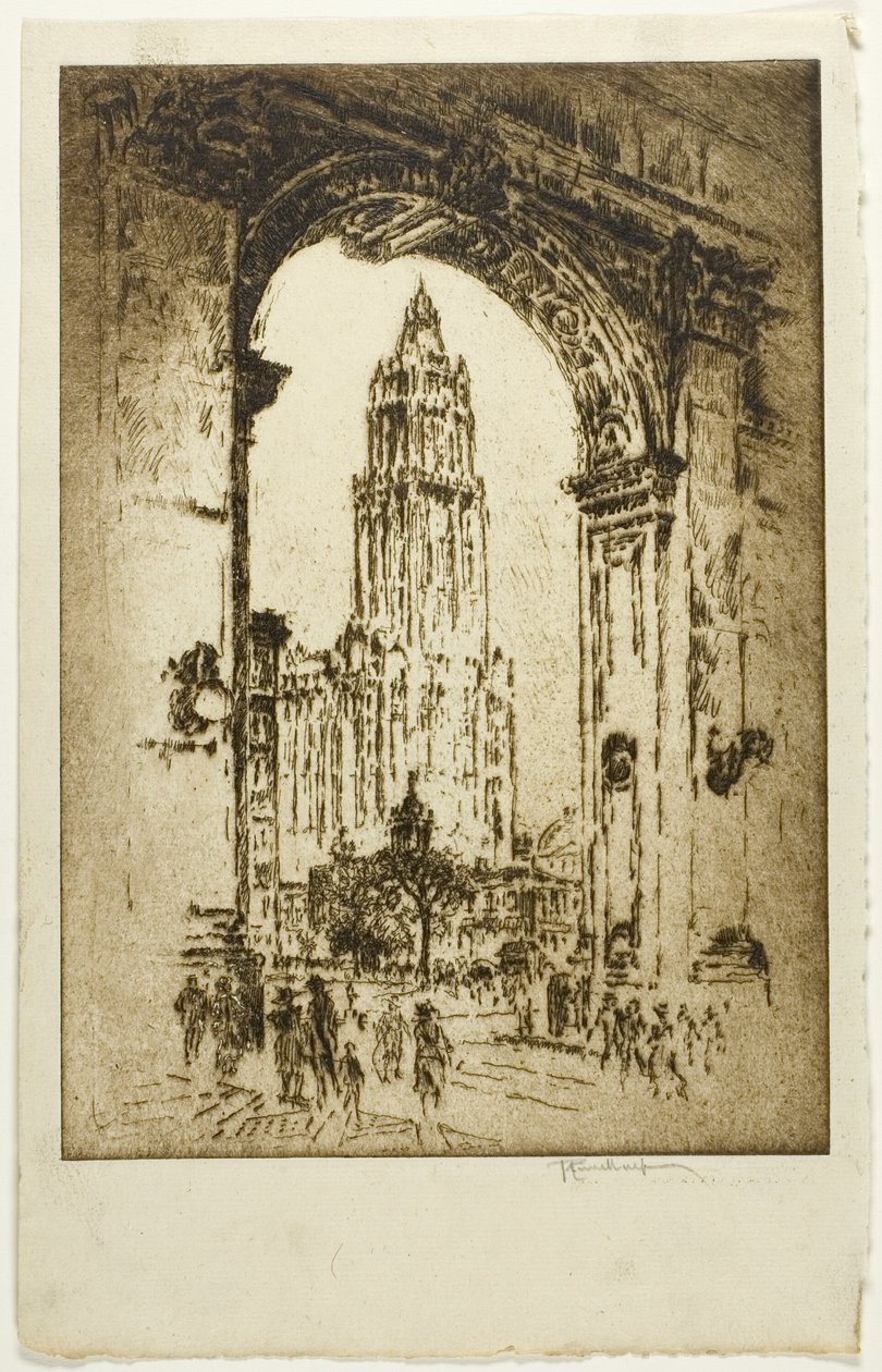 Arch aracılığıyla Woolworth by Joseph Pennell