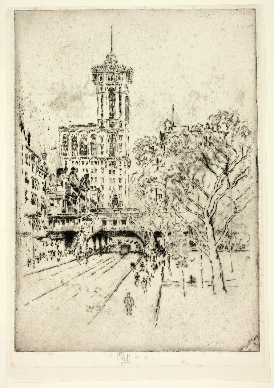 Times Binası ve 42. Cadde by Joseph Pennell
