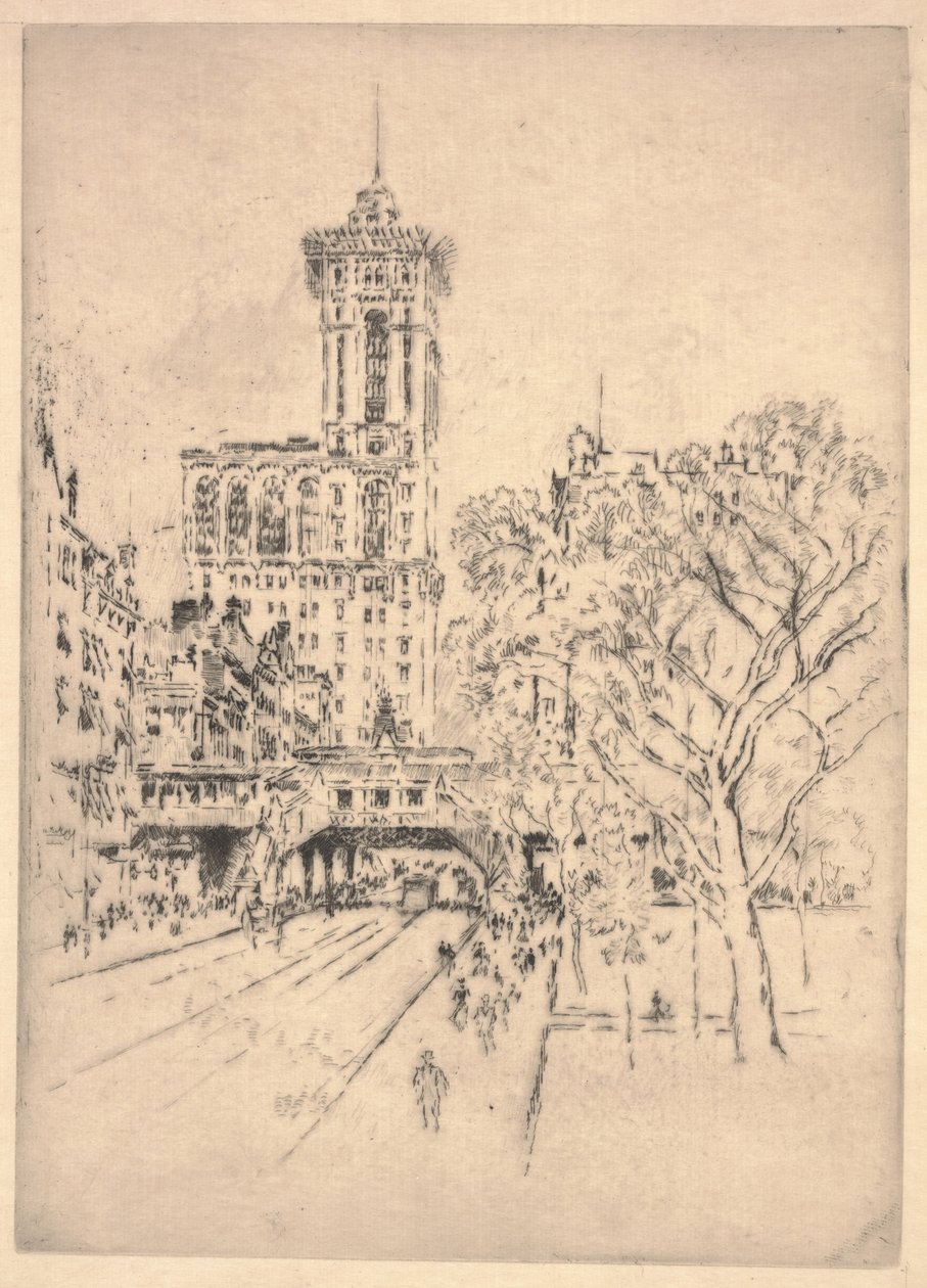 Times Binası ve 42. Cadde by Joseph Pennell
