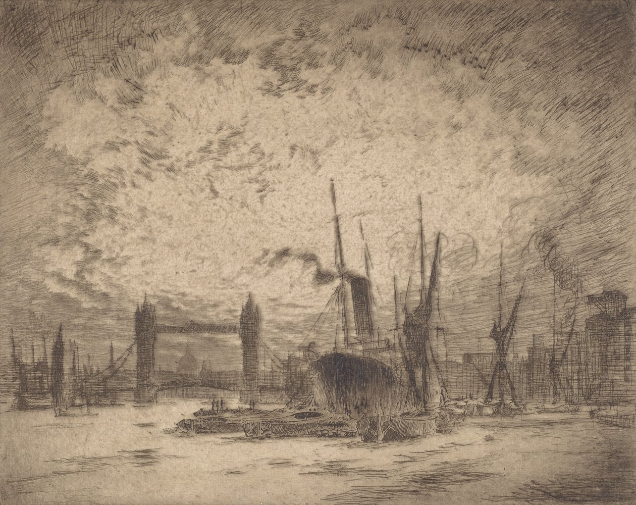 Kule Köprüsü, Akşam, 1905. by Joseph Pennell