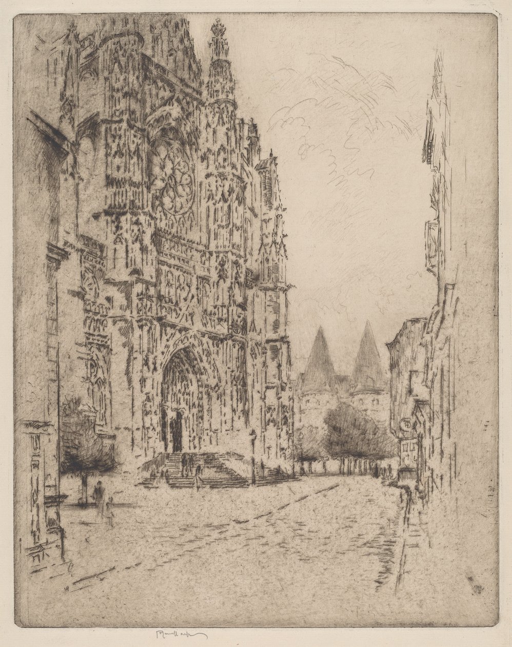 Piskoposluk Sarayı, Beauvais Kuleleri by Joseph Pennell