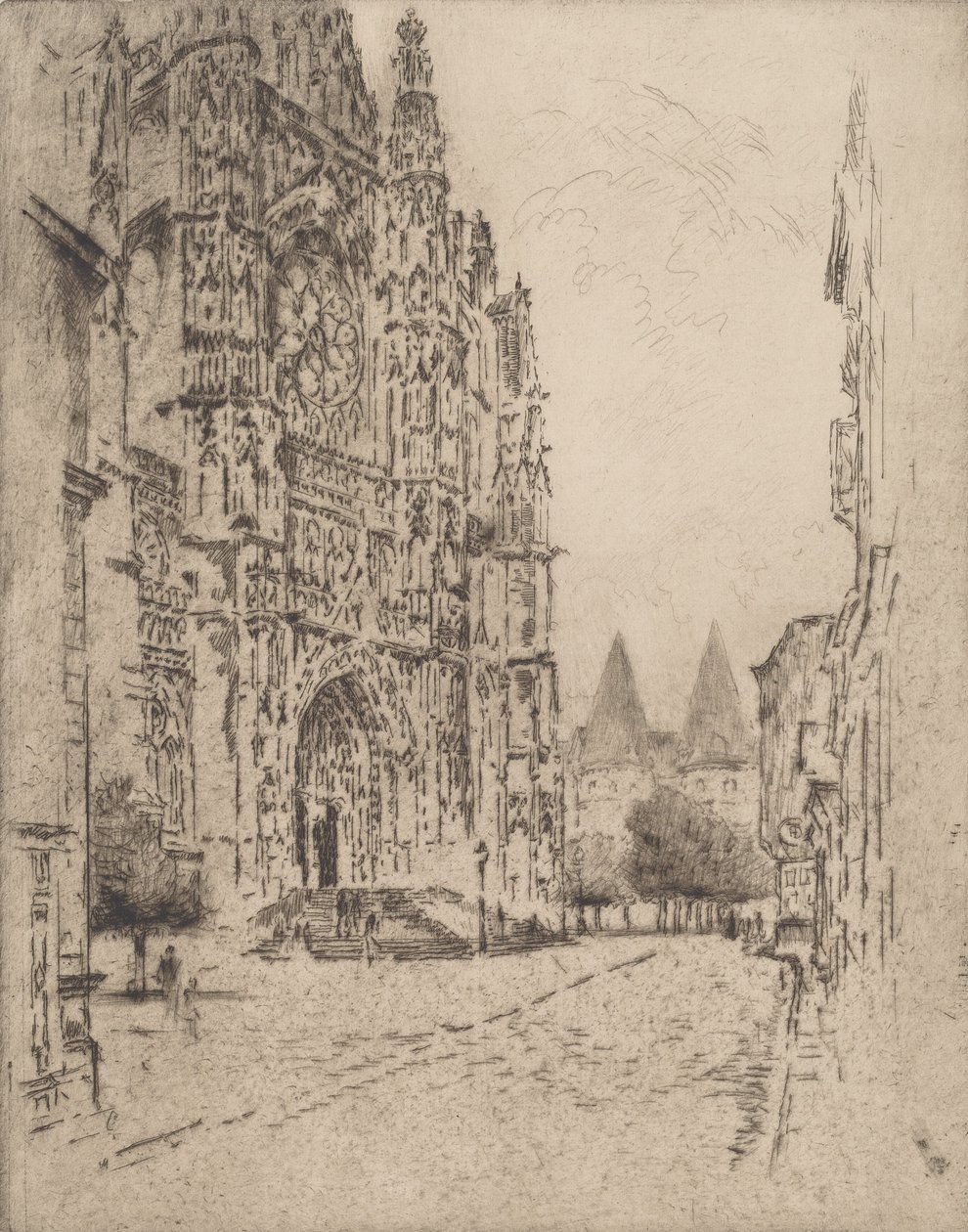Piskoposluk Sarayı Kuleleri, Beauvais, 1907. by Joseph Pennell