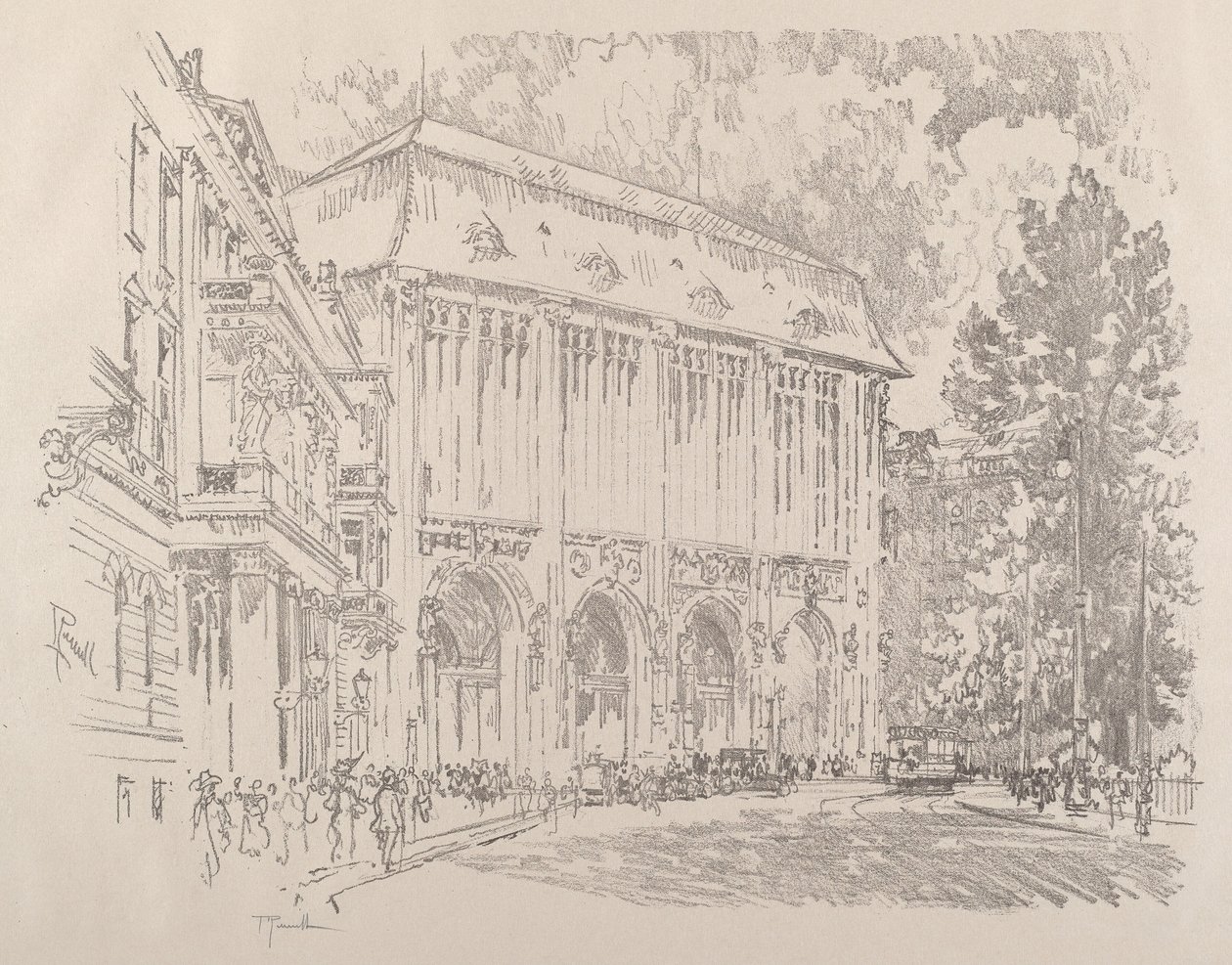 Wertheim, Leipziger Platz, Berlin, 1921. by Joseph Pennell
