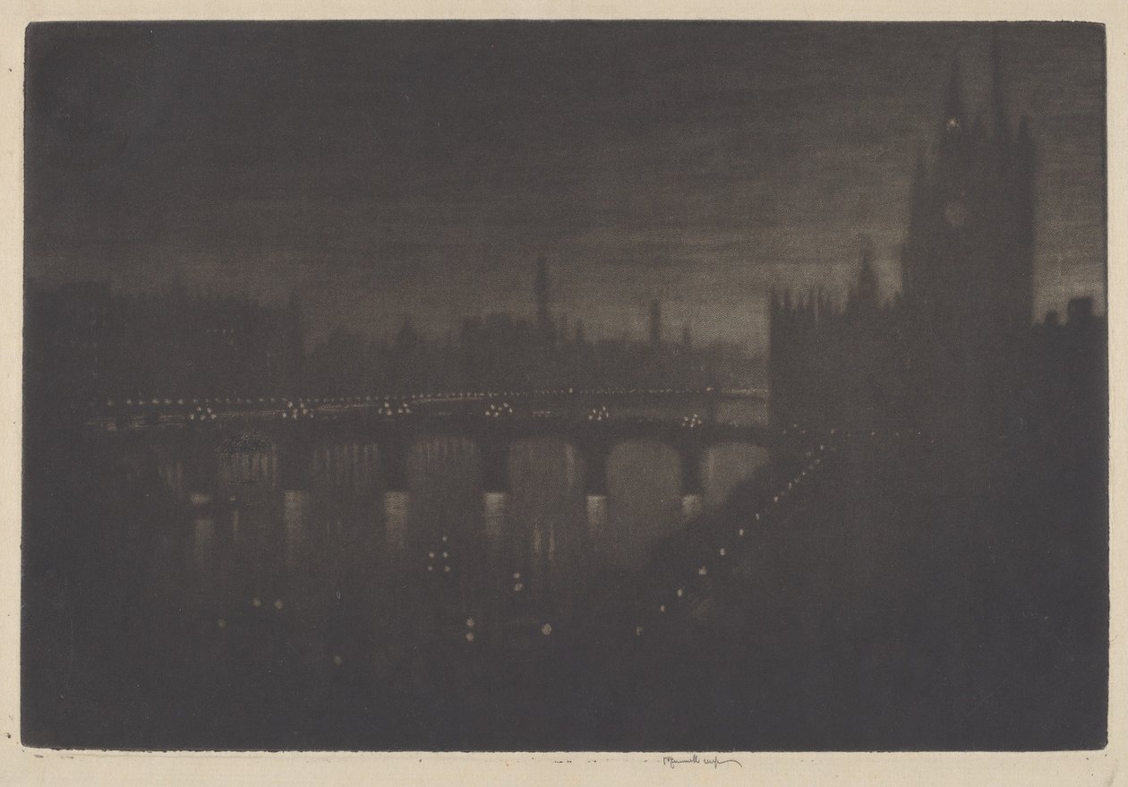 Westminster, Akşam, 1909. by Joseph Pennell