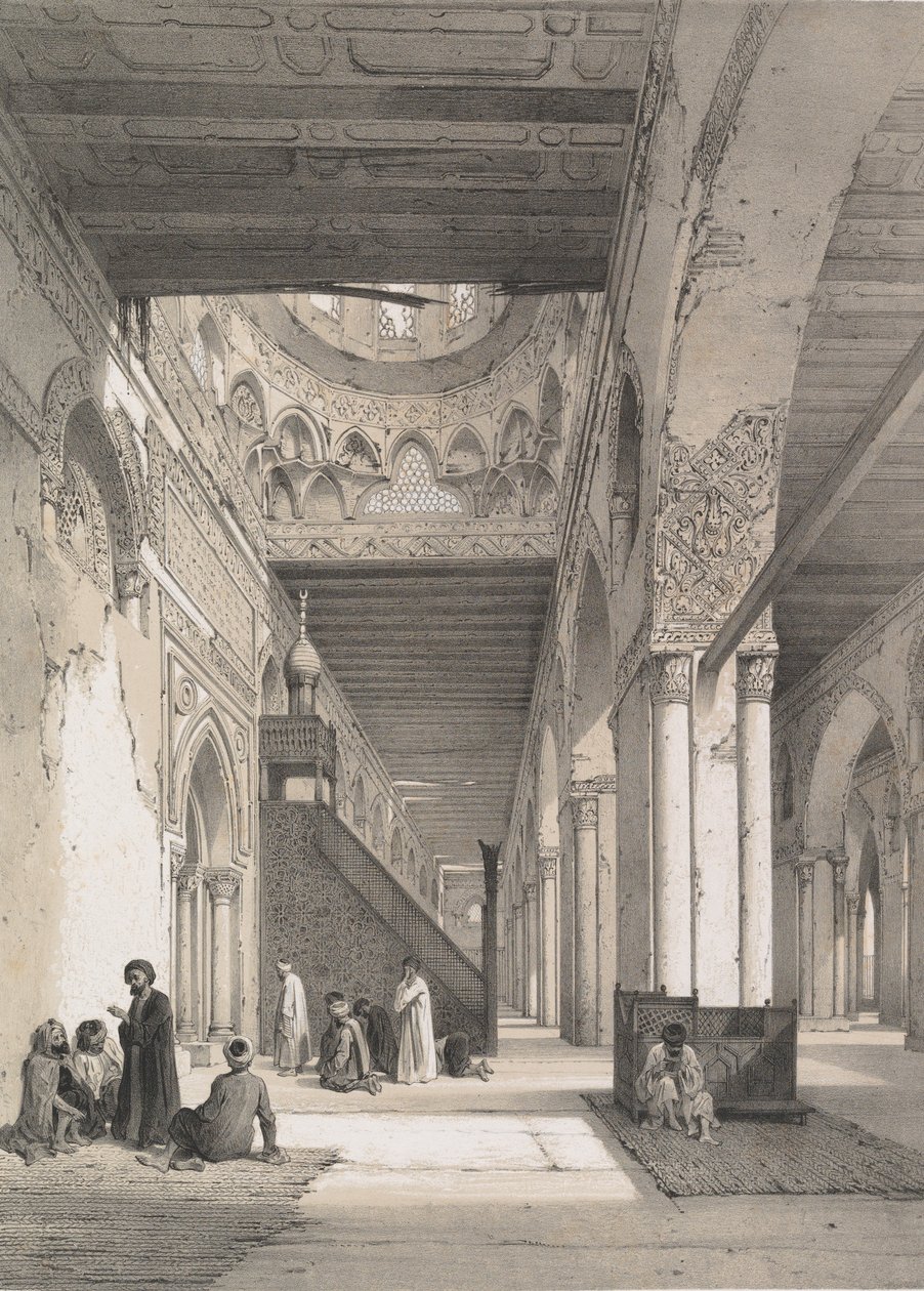 12. İç, İbn Toûloûn Camii, 1843. by Joseph Philibert Girault De Prangey