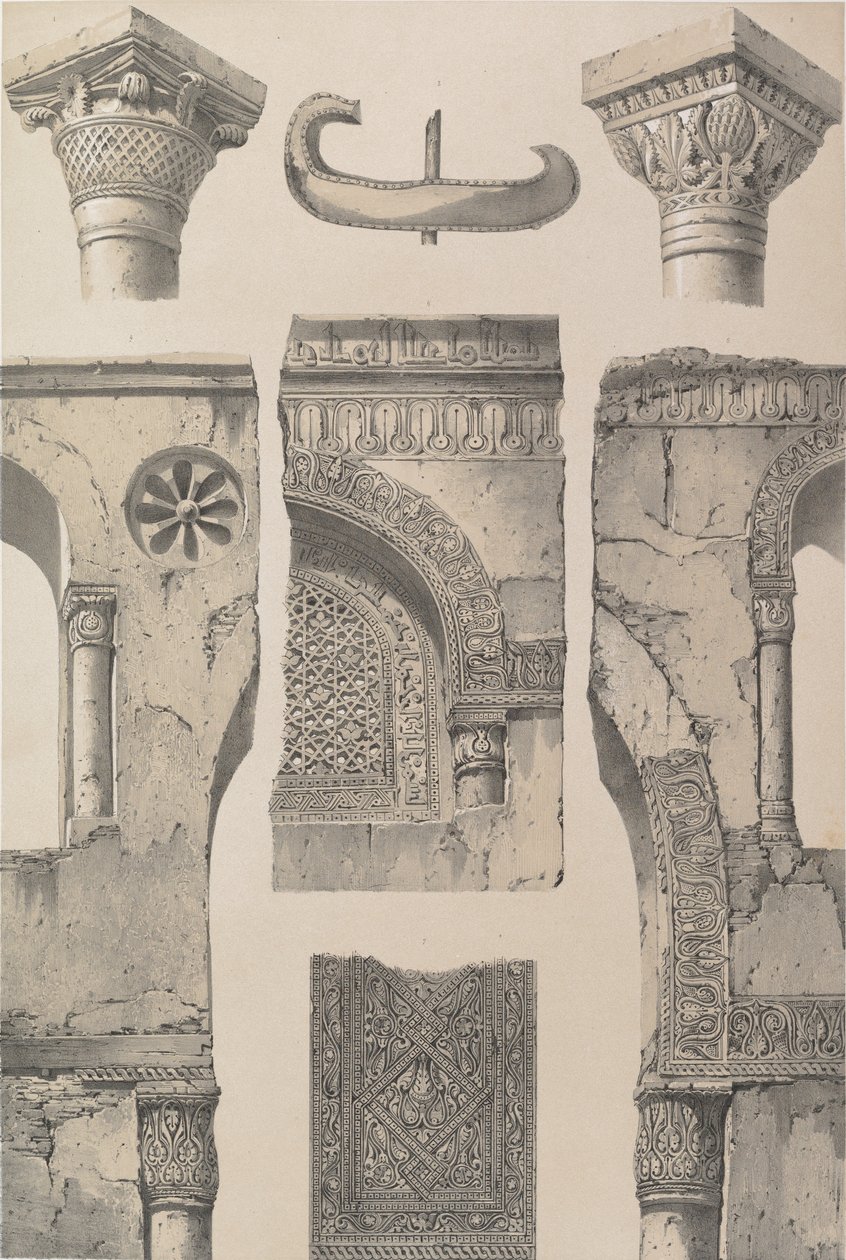13. Detaylar, İbn Toûloûn Camii, 1843. by Joseph Philibert Girault De Prangey