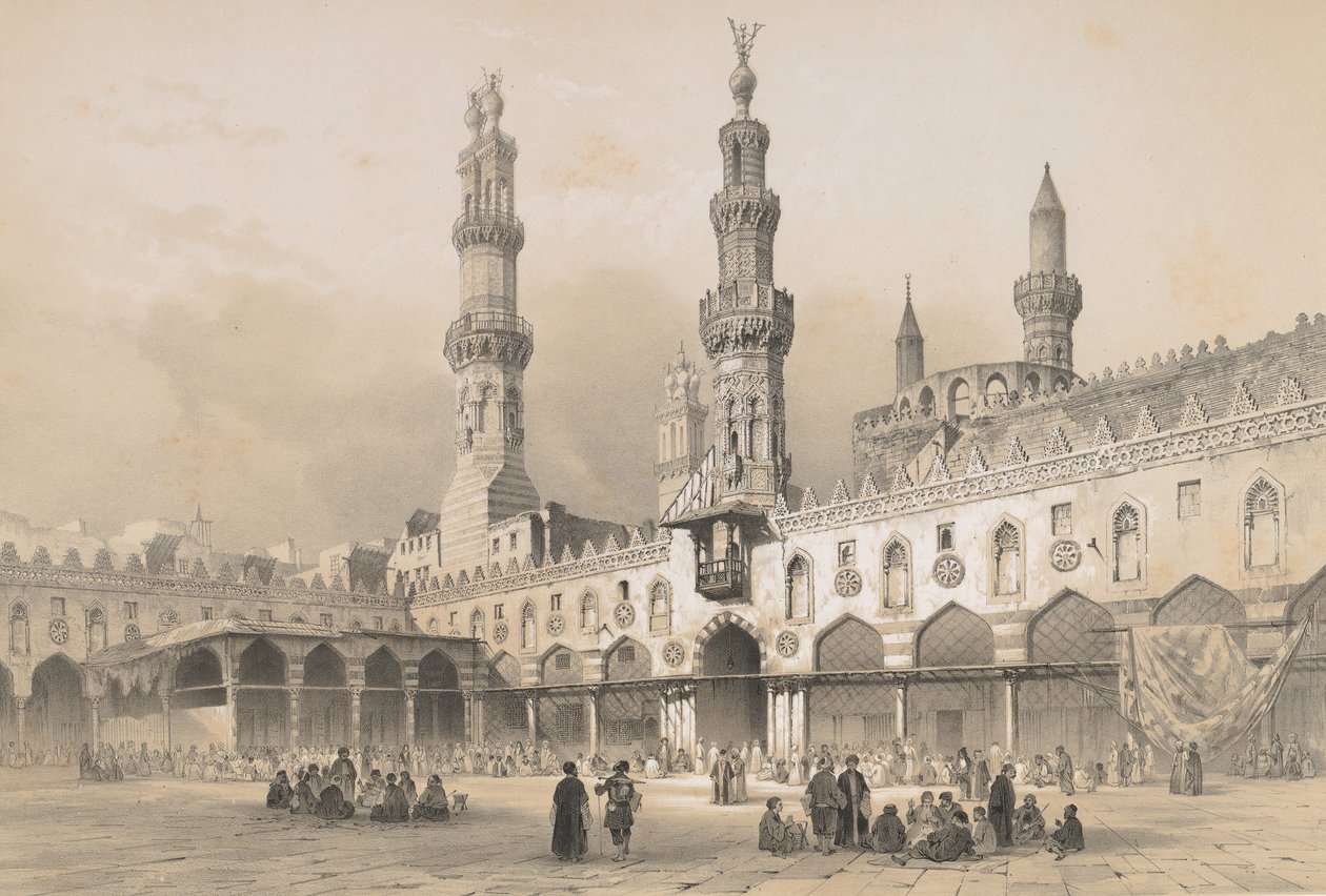 22. El Ahzar Camii avlusu, Kahire, 1843. by Joseph Philibert Girault De Prangey