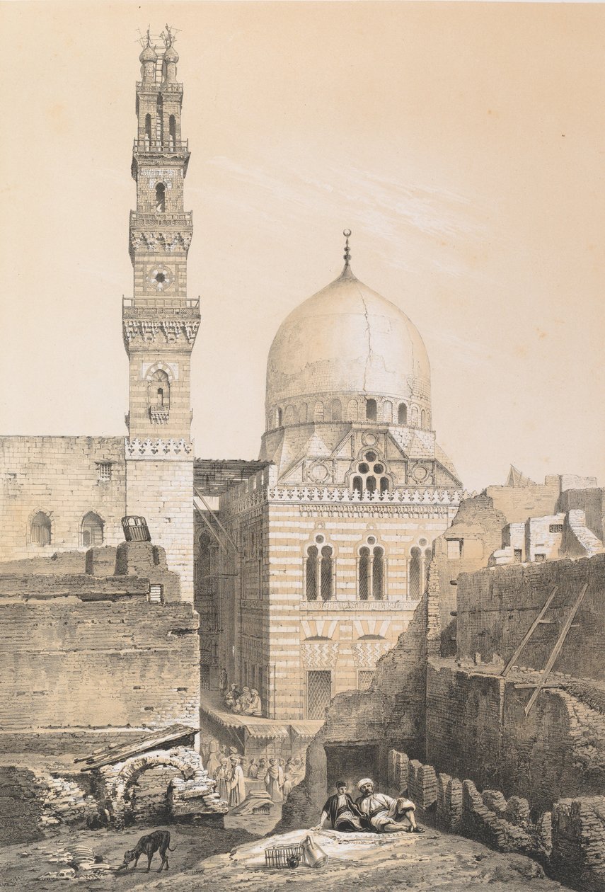 80. El Ghoûry Camii ve Mezarı, Kahire, 1843. by Joseph Philibert Girault De Prangey