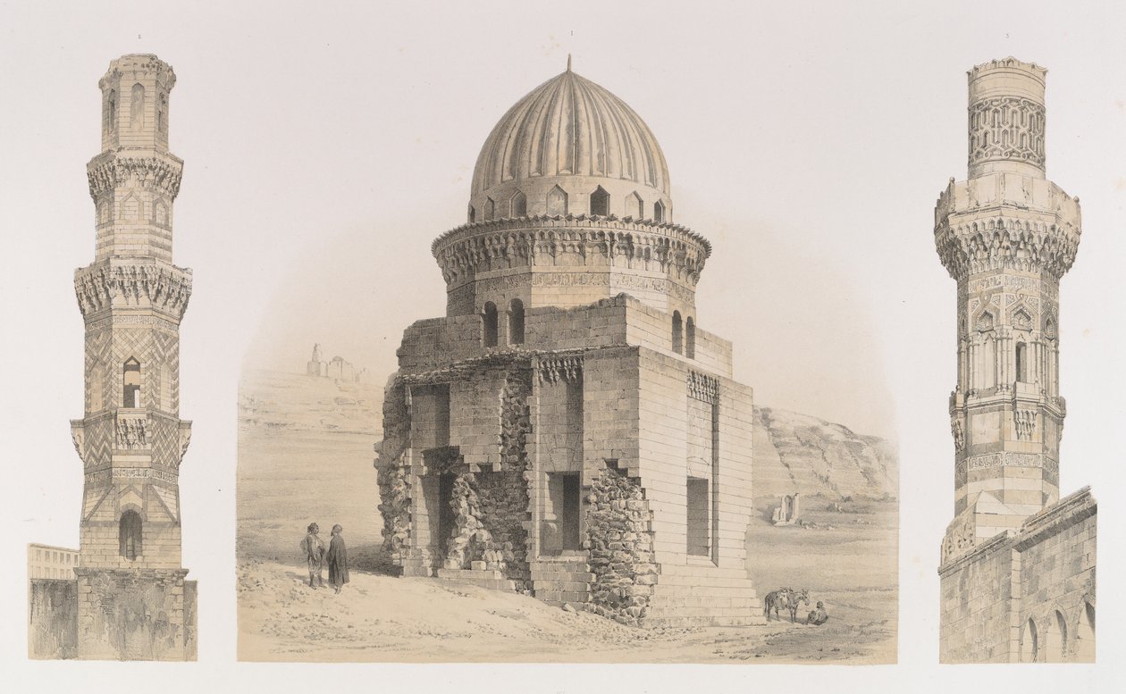 87. Mezarlar ve Minareler, Kahire, 1843. by Joseph Philibert Girault De Prangey