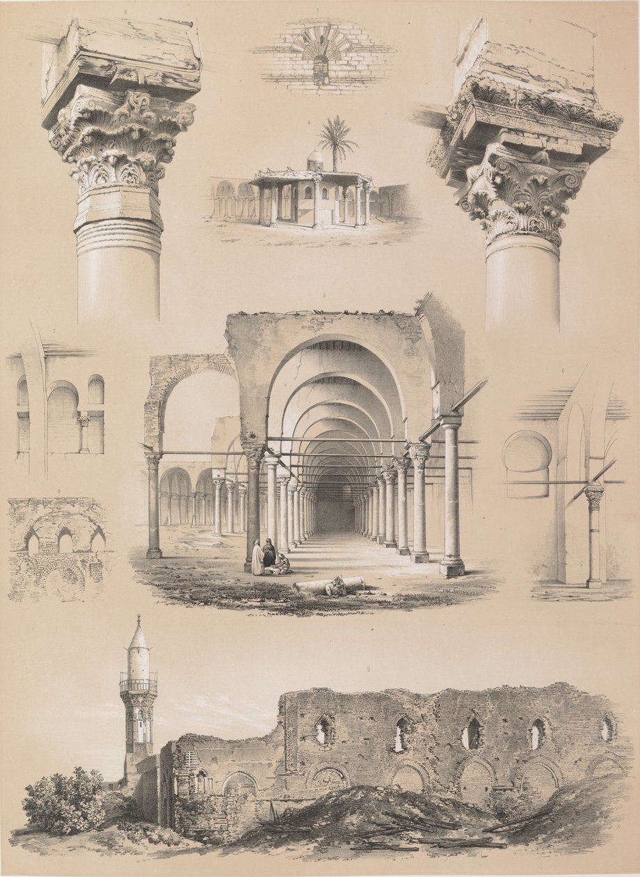 Ayrıntılar, Amrou Camii, Kahire, 1843. by Joseph Philibert Girault De Prangey