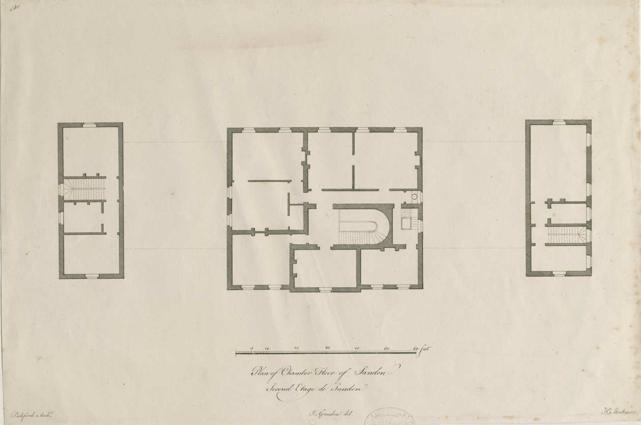 Sandon Hall - Oda katının planı: gravür, nd [1769-1771] (baskı) by Joseph Pickford