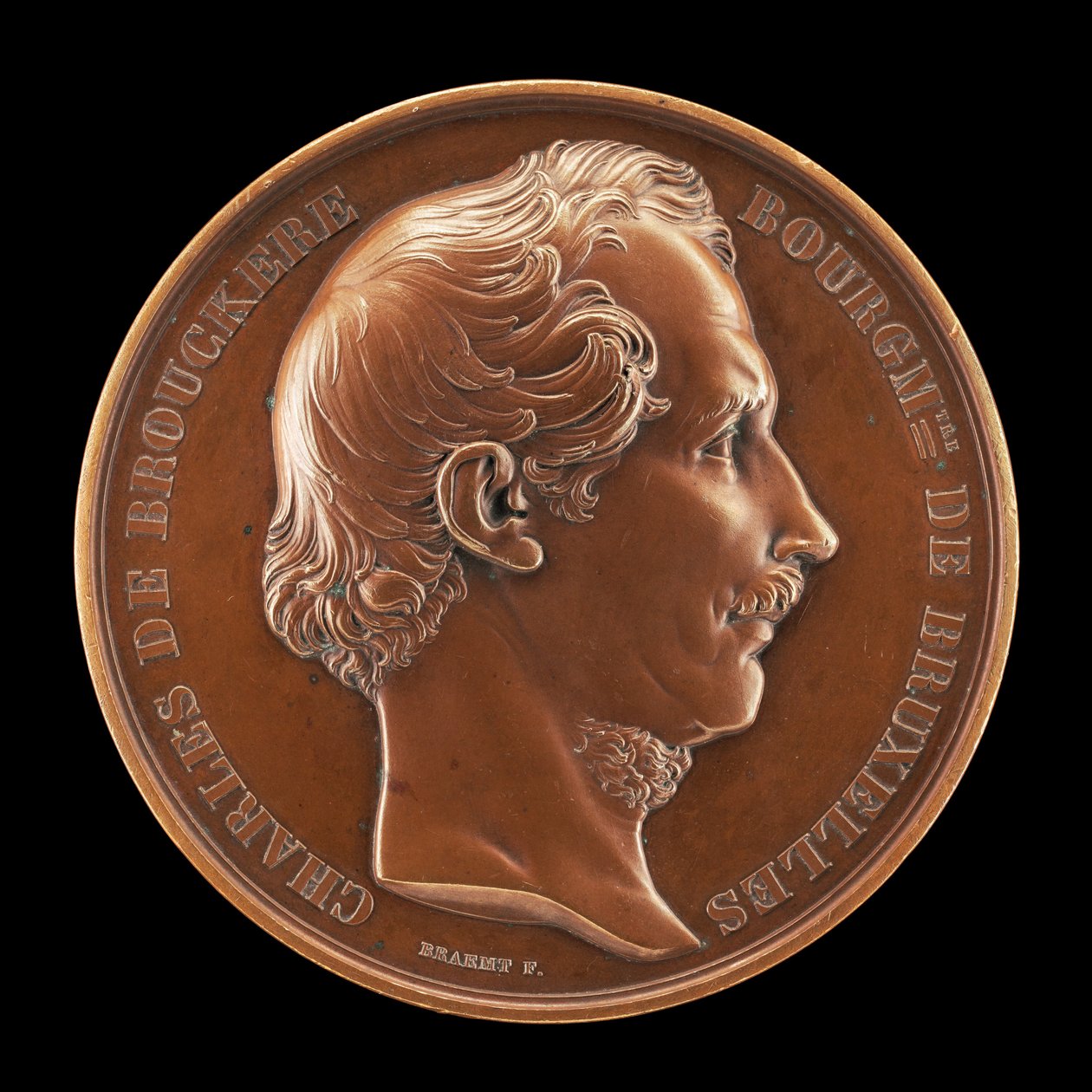 Charles de Brouckère, 1796-1860, Brüksel Belediye Başkanı 1848 [ön yüz], 1854. by Joseph Pierre Braemt