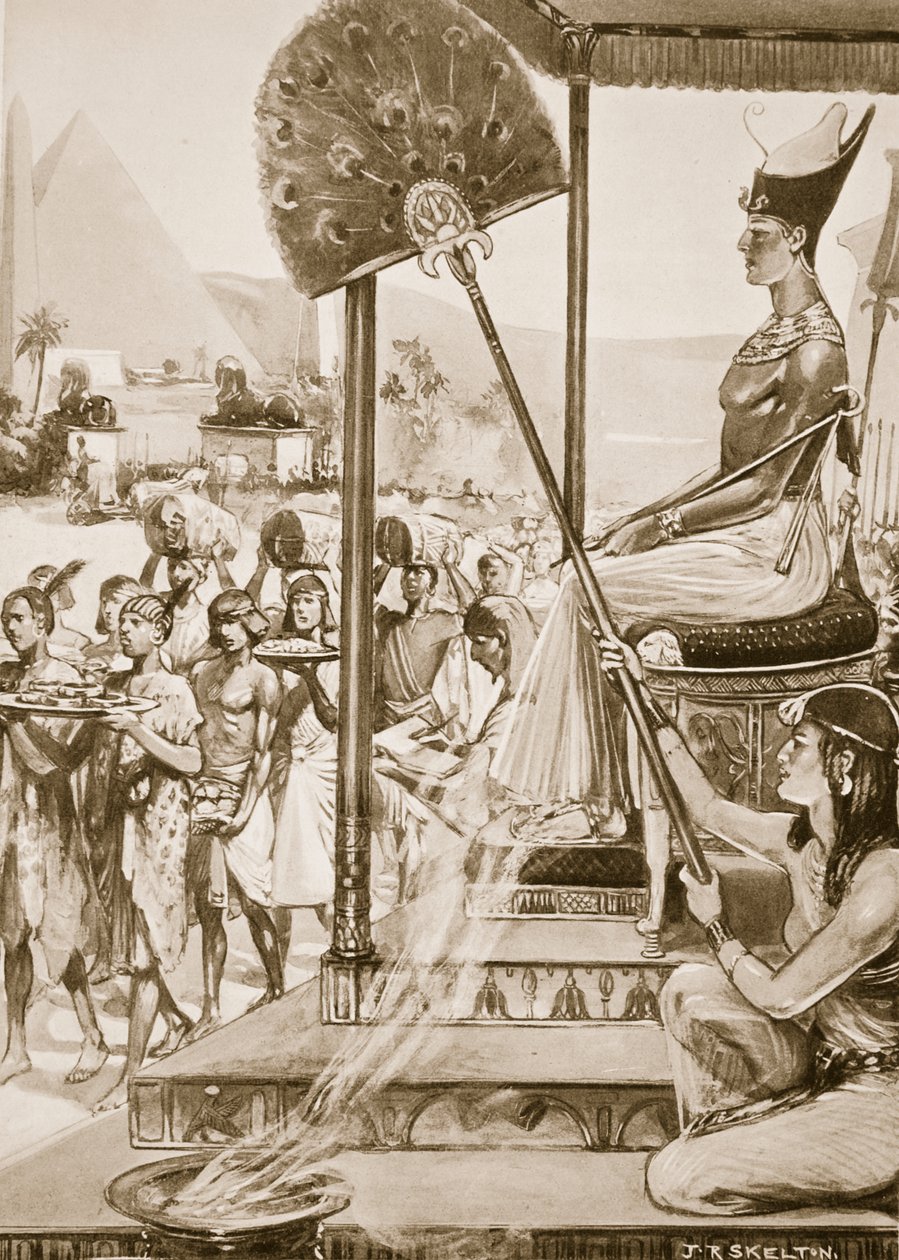Ramses II'ye Haraç Getirmek (19. Hanedan), 'Hutchinsons Uluslar Tarihi'nden bir çizim, c.1910 (lito) by Joseph Ratcliffe Skelton