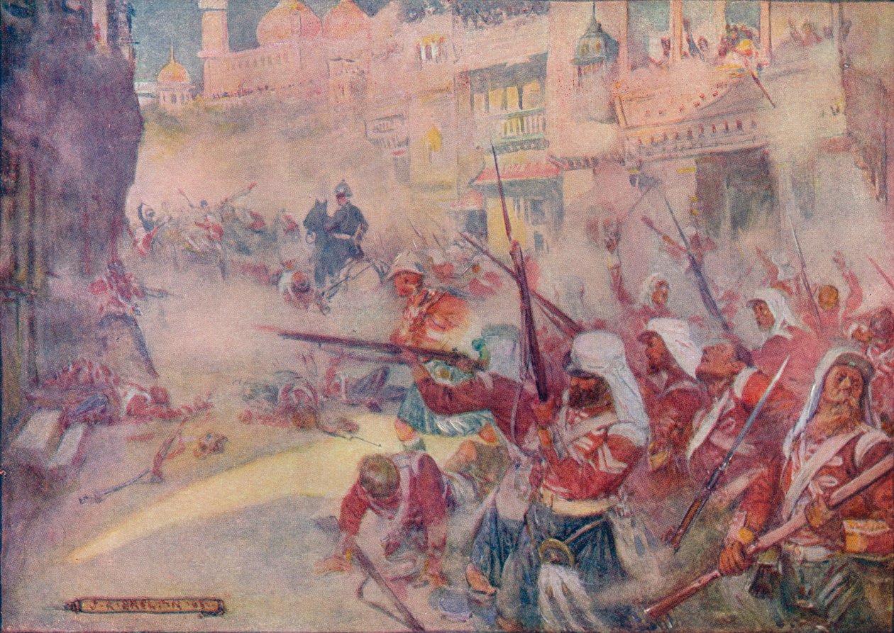 İngiliz Askerleri Sokaklarda Savaşırken Görüldü, 1908, c1920. by Joseph Ratcliffe Skelton