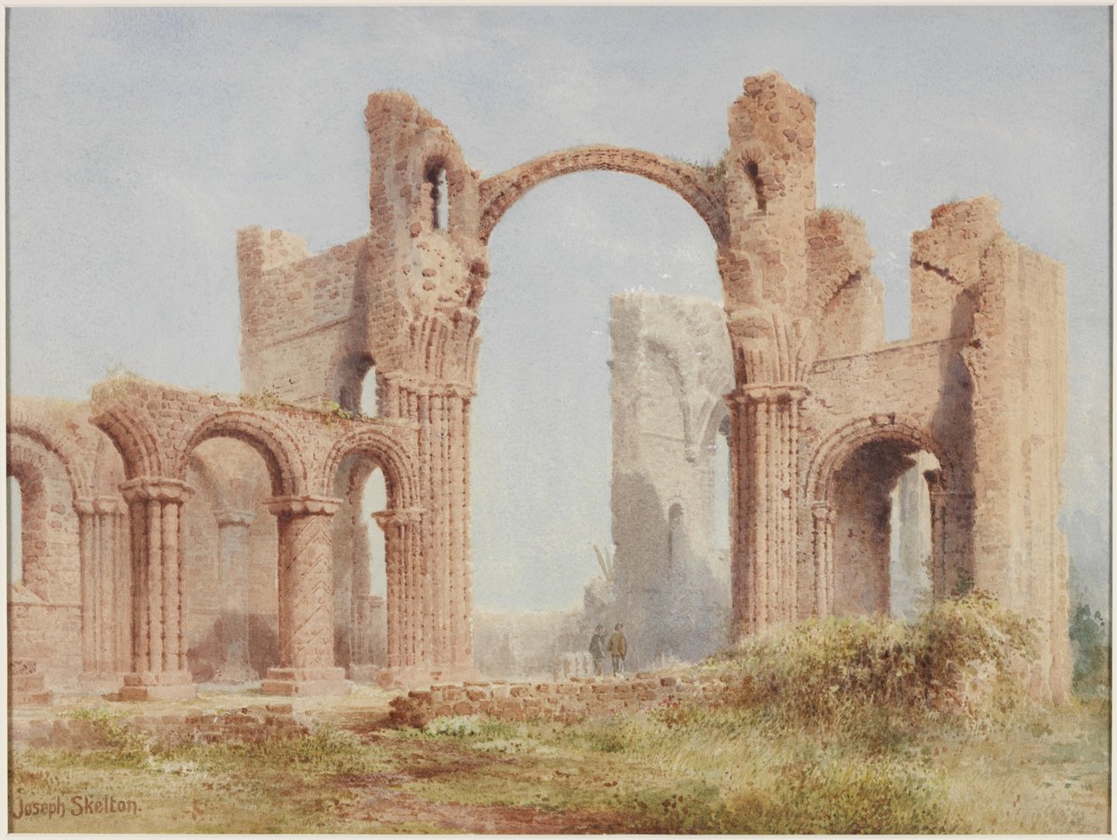 Lindisfarne Manastırı Harabeleri (kağıt üzerine suluboya, gövde rengi ve kurşun kalem) by Joseph Ratcliffe Skelton