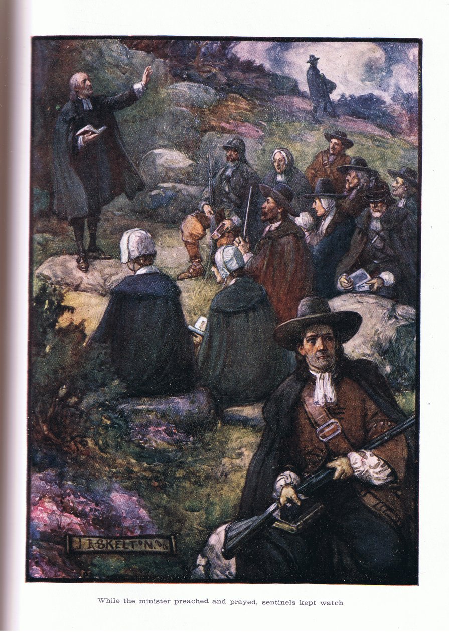 Bakanlar vaaz edip dua ederken, nöbetçiler nöbet tuttu, 1910 by Joseph Ratcliffe Skelton