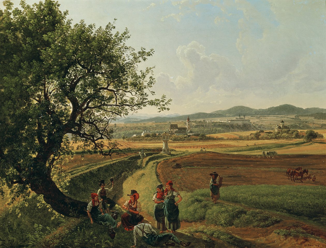 Arka planda Melk Manastırı ile Emmersdorf malikanesinin ve Rothenhof Kalesi'nin görünümü by Joseph Rebell