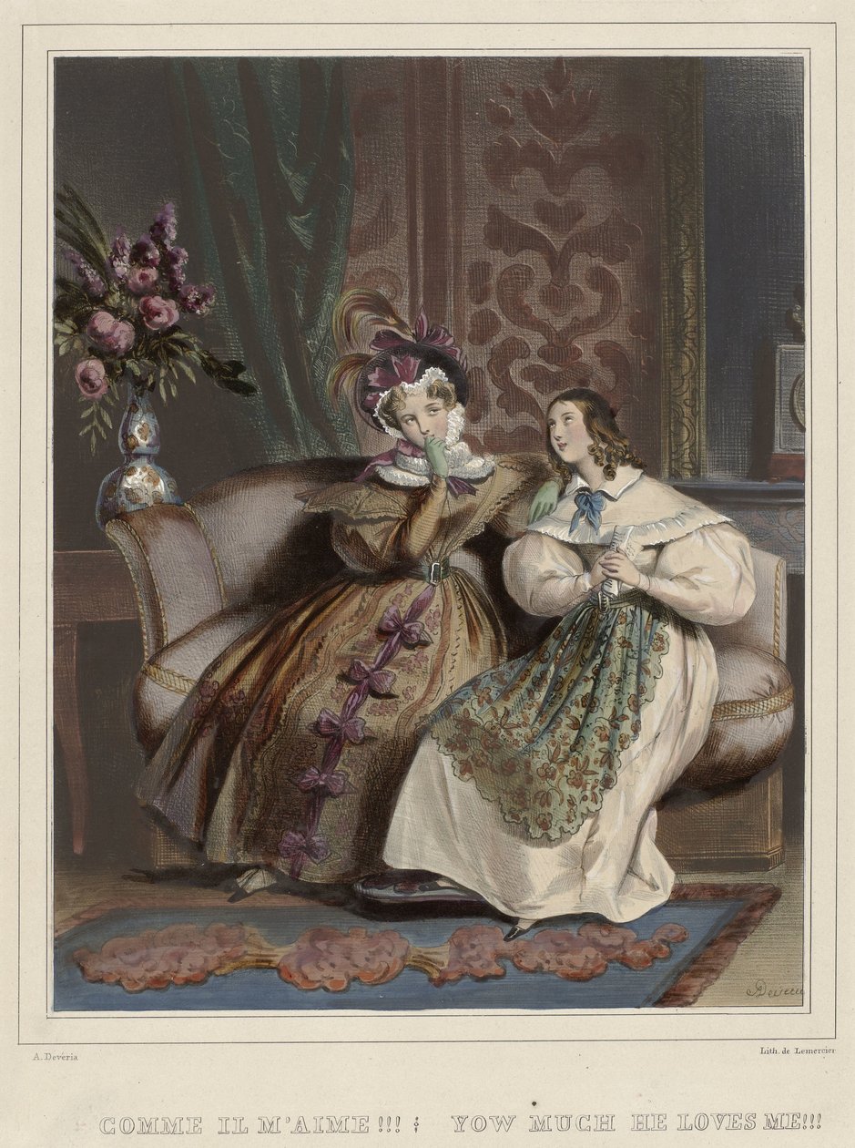 Kadın. Moda galerisi, ca. 1830: Beni ne kadar seviyor!!! (...) by Joseph Rose Lemercier