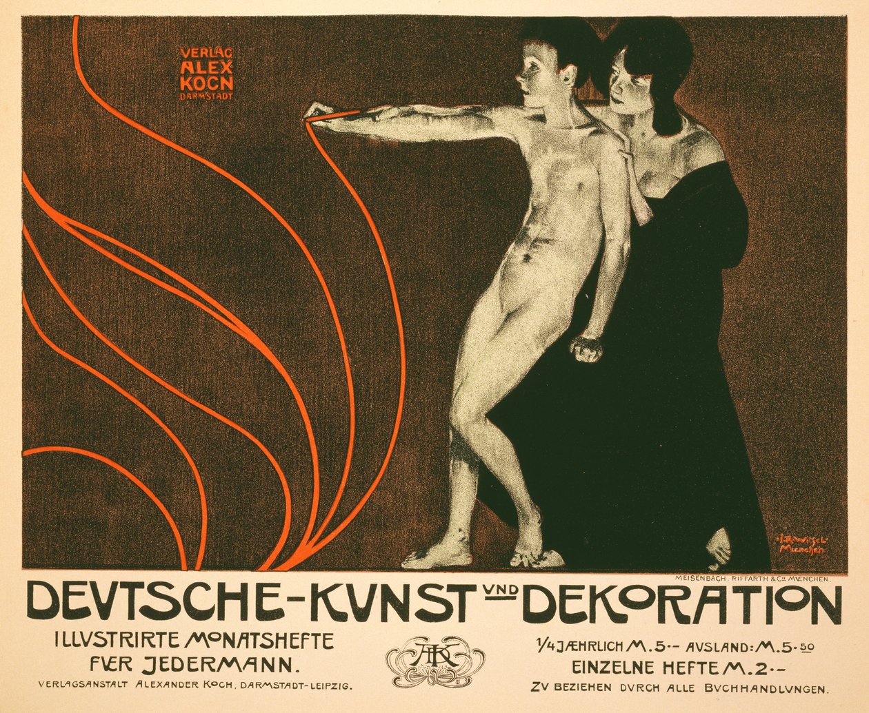 Deutsche Kunst und Dekoration reklam afişinin çoğaltılması, herkes için aylık resimli bir inceleme, 1898 by Joseph Rudolf Witzel