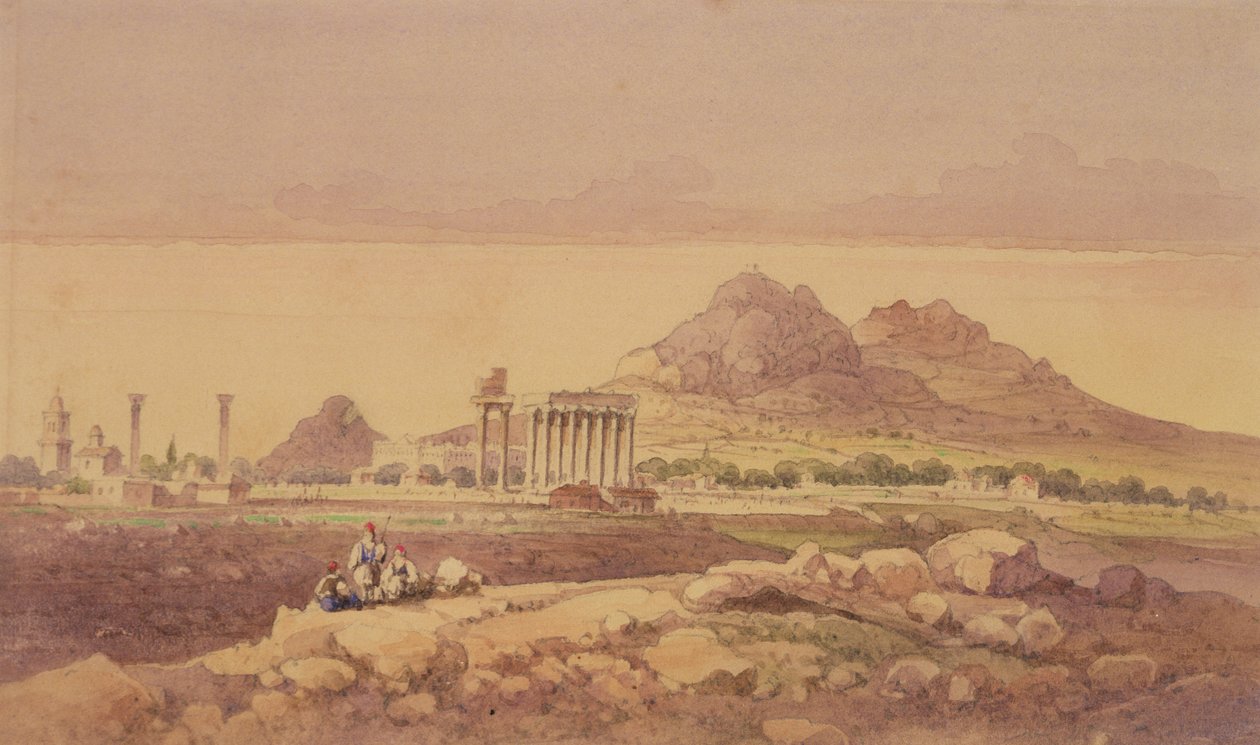 Olympian Zeus Tapınağı, Atina (kağıt üzerinde wc) by Joseph Schranz