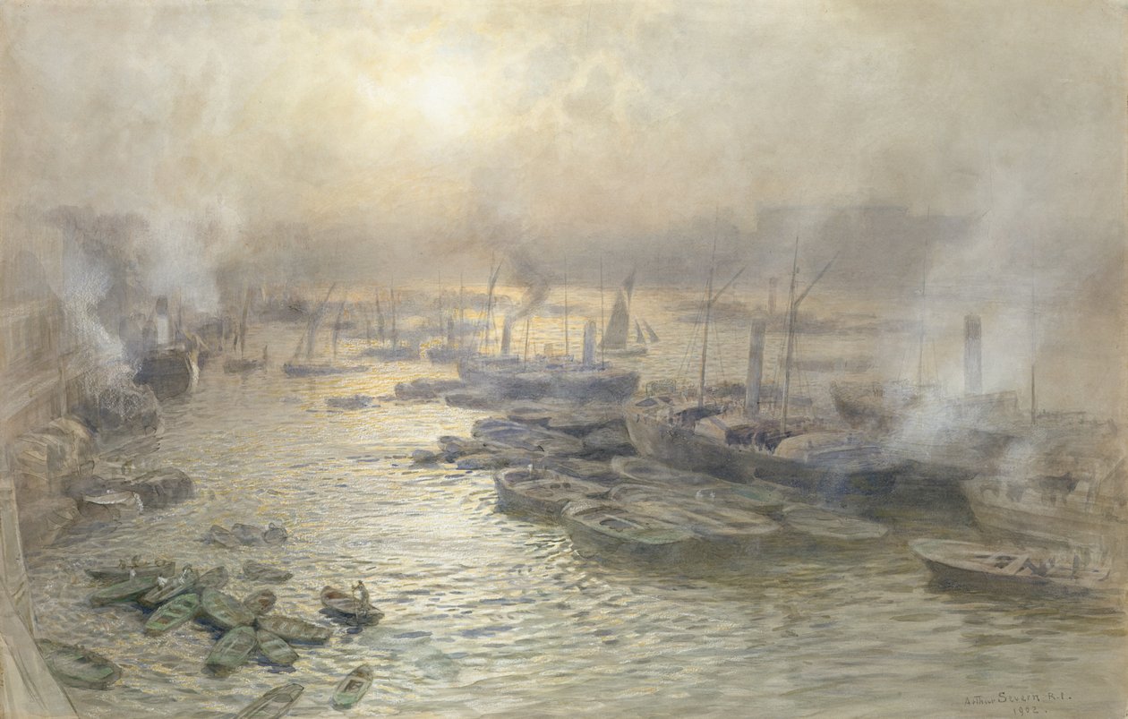 Winter Sunset, Westminster, 1902 (kağıt üzerinde wc) by Joseph Severn