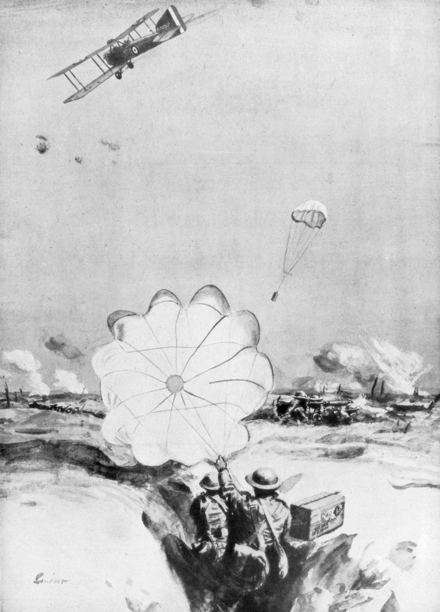 İngiliz cephe hattına mühimmat sağlayan uçak, I. Dünya Savaşı, 1914-1918 1926 by Joseph Simpson