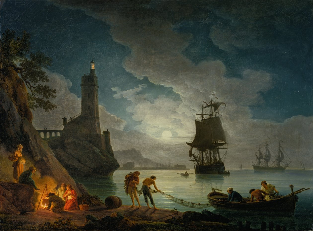 Ay Işığında Bir Liman by Claude Joseph Vernet