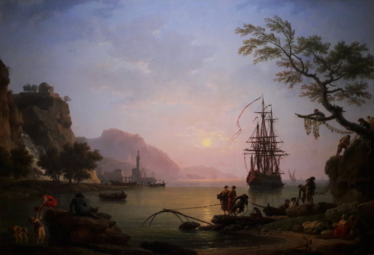 Sabah bir liman manzarası (Sabah) by Claude Joseph Vernet