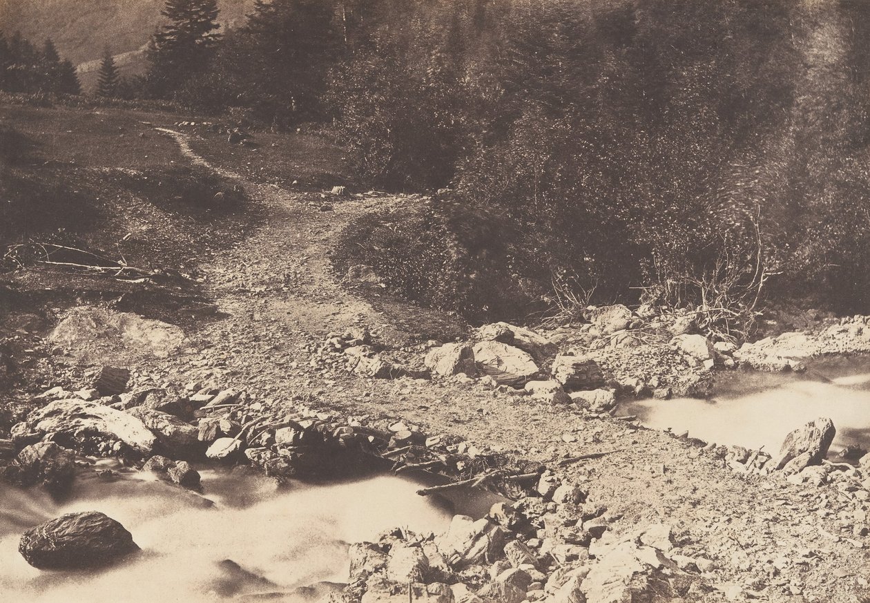 Parisli şelalesinden dönerken alınan kayrak köprü, Luchon, 1853. by Joseph Vigier