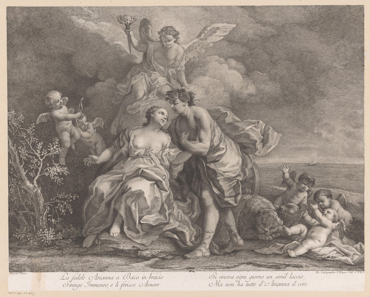 Naxos adasında Bacchus ve Ariadne by Joseph Wagner (possibly)