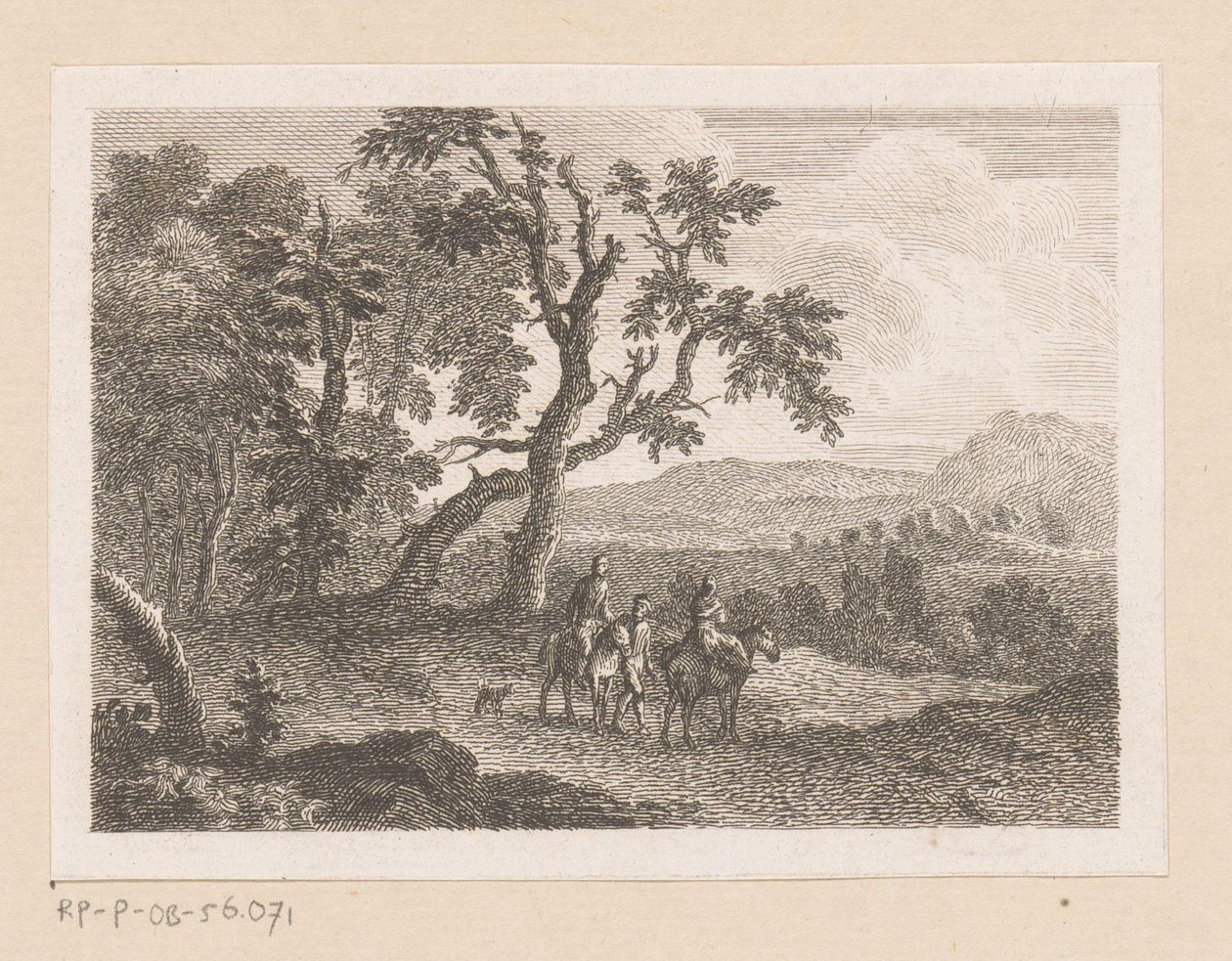 İki atlı ve yaya bir adamla manzara by Joseph Wagner (possibly)