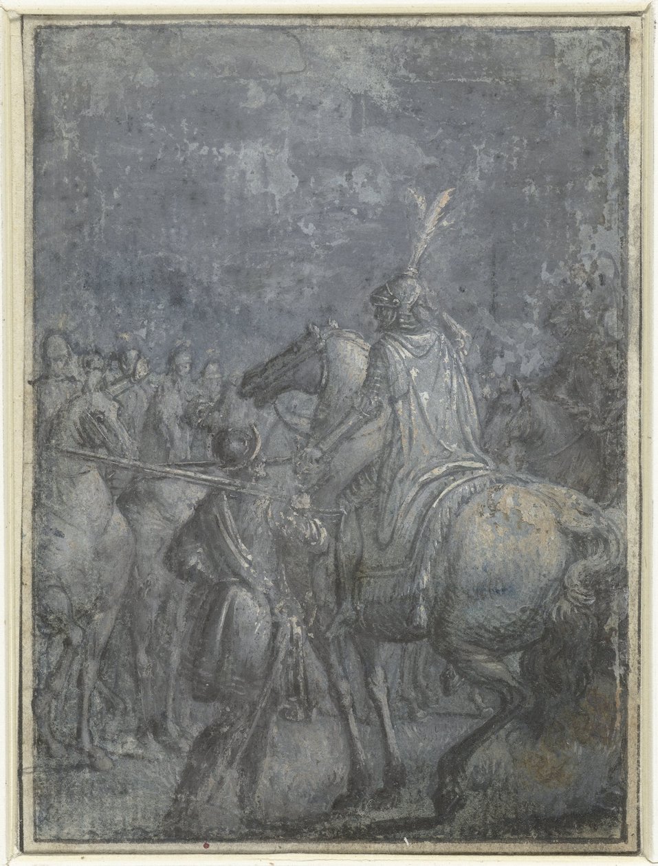 Diğer atlılarla birlikte at sırtında ordu komutanı Şövalyeler ve atlılarla benzer illüstrasyonlar grubu (seri başlığı) by Joseph Werner