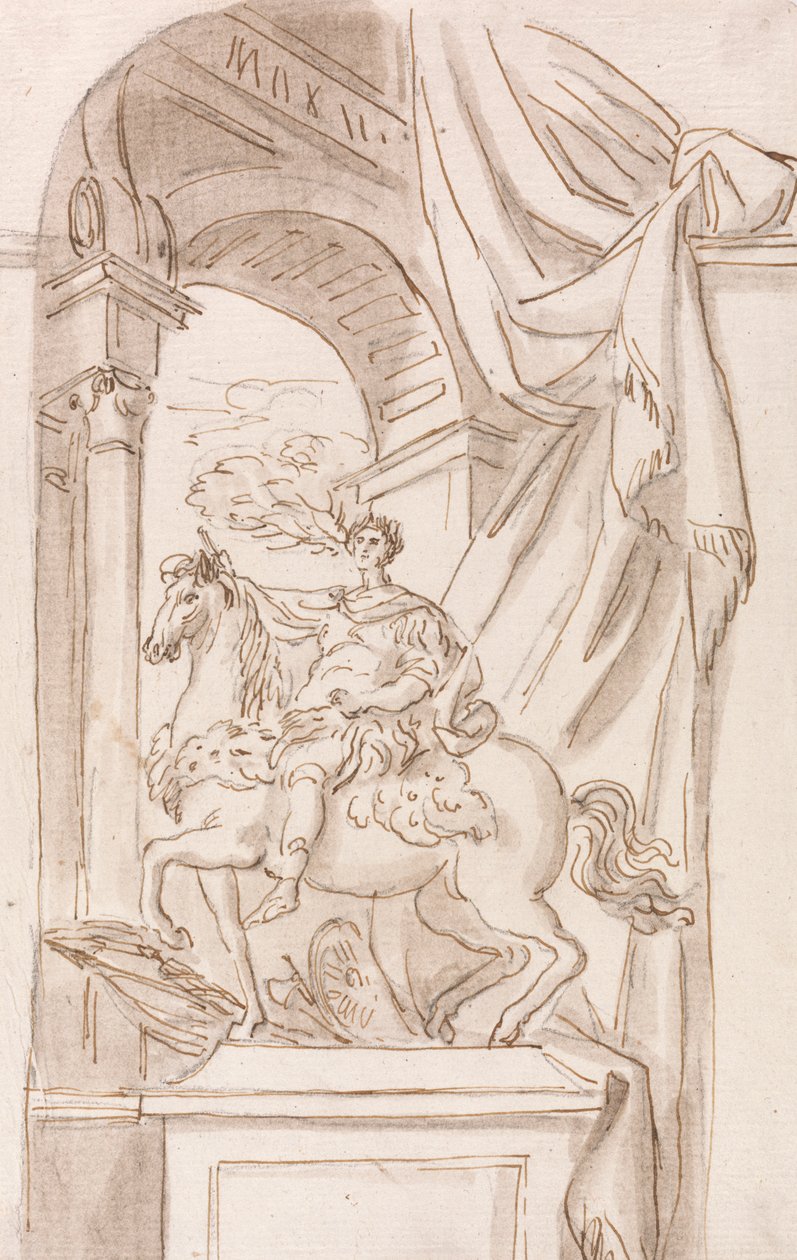 Agostino Cornacchini'nin Charlemagne Heykeli Üzerine Bir İnceleme, Aziz Petrus Bazilikası, Roma by Joseph Wilton