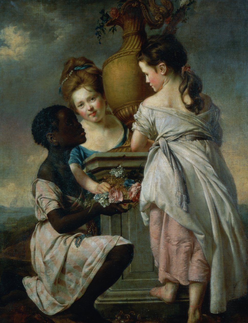 Kızların veya İki Kızın Siyah Hizmetçileriyle Konuşması, 1770 by Joseph Wright of Derby