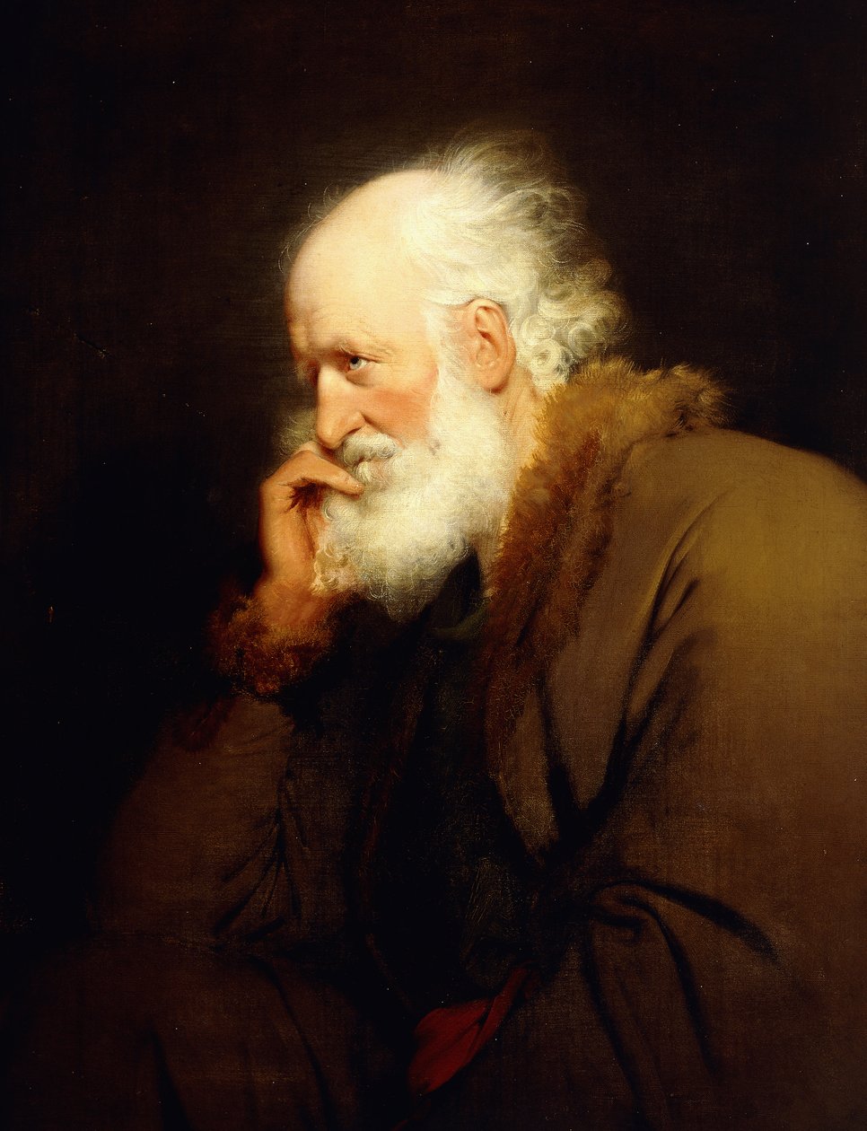 Kahverengi Kürklü Paltolu, yarım uzunlukta Yaşlı bir Adam, by Joseph Wright of Derby