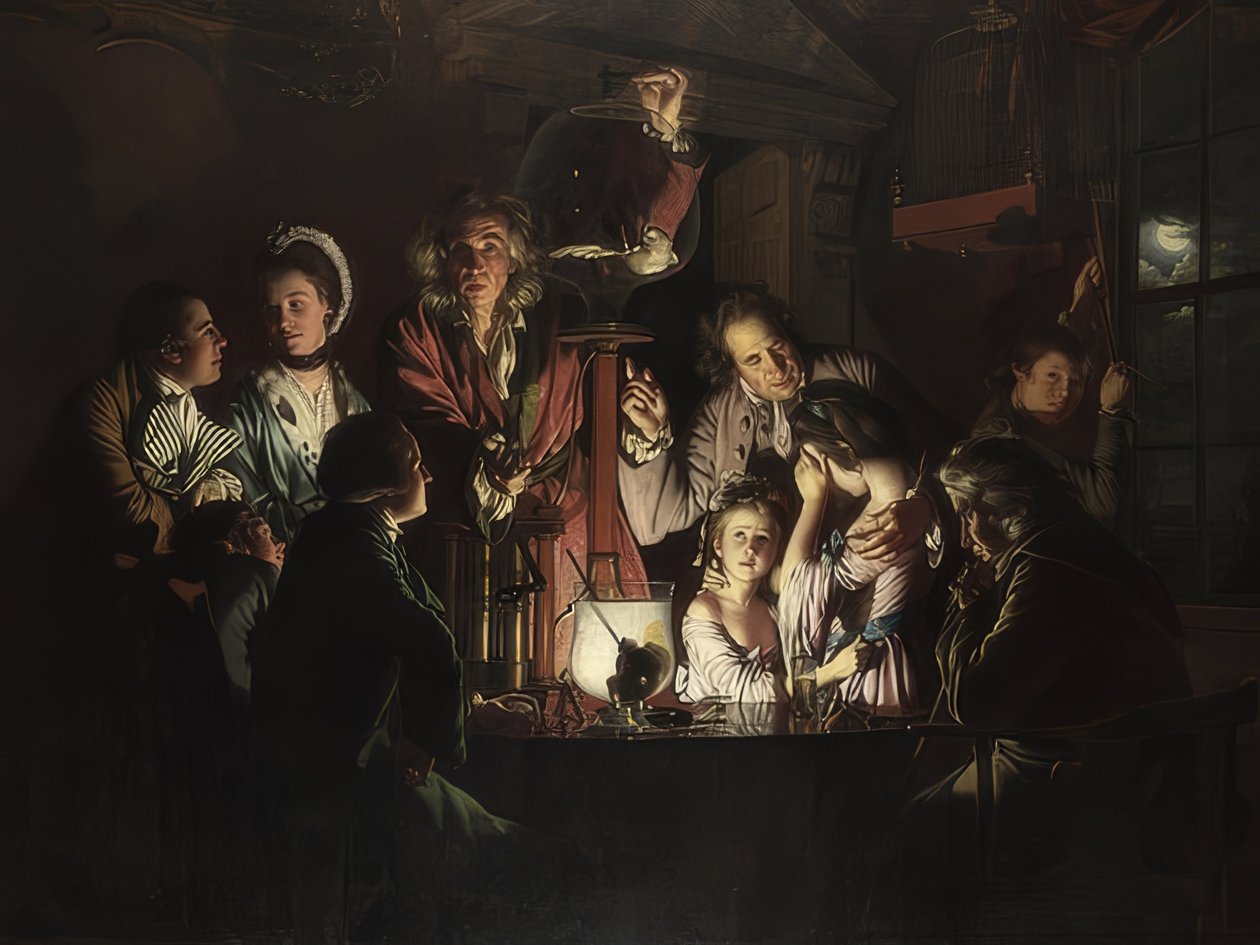 Hava pompasındaki kuşla yapılan deney. 1768 by Joseph Wright of Derby
