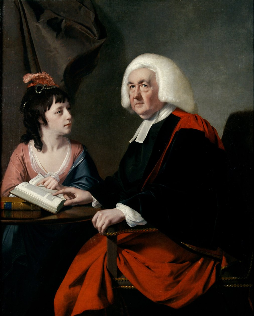Rev. Thomas Wilson (1703-84) ve Bayan Catherine Macaulay (1731-91) (tuval üzerine yağlı boya) by Joseph Wright of Derby