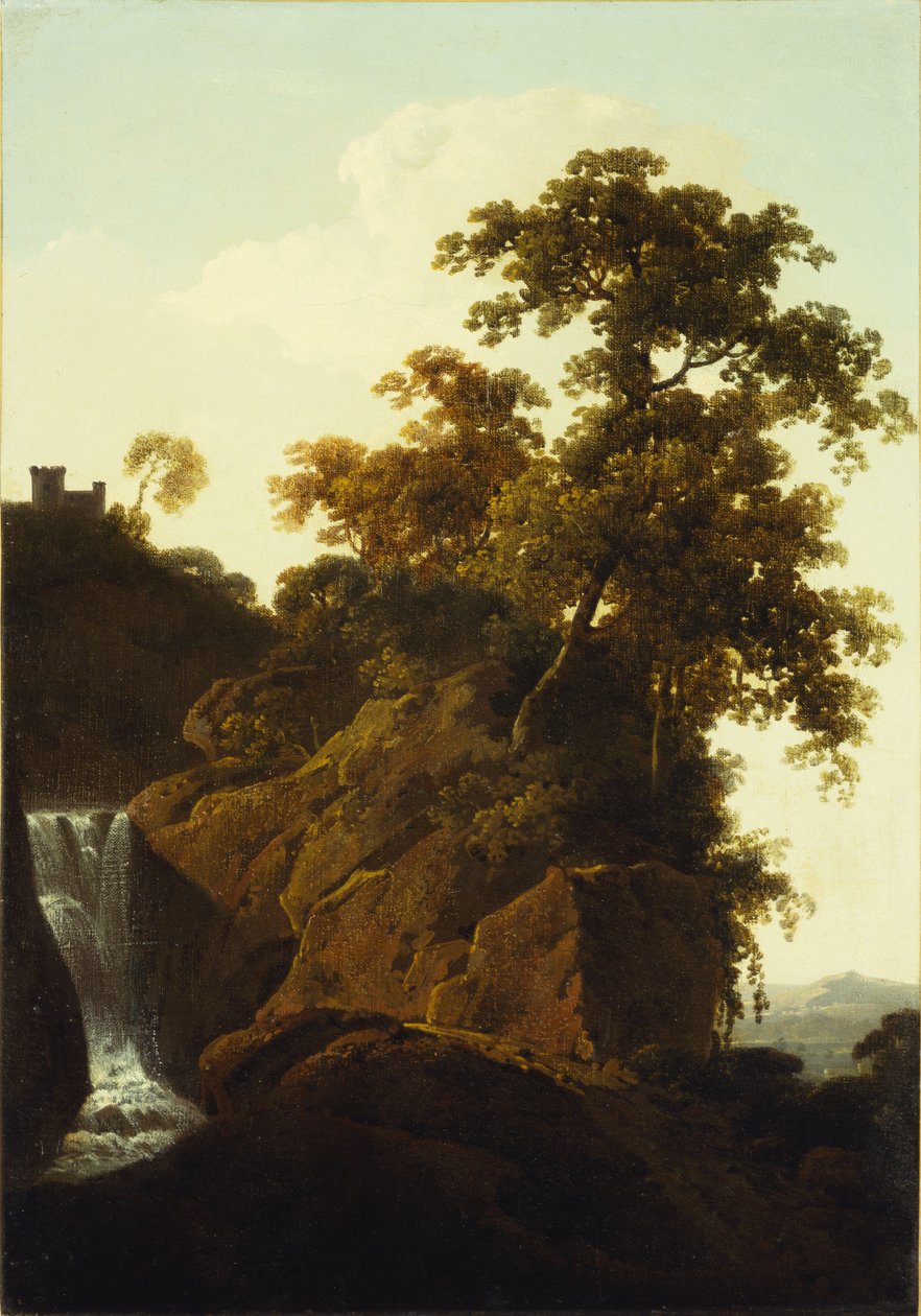 Şelaleli Kayalık Manzara by Joseph Wright of Derby