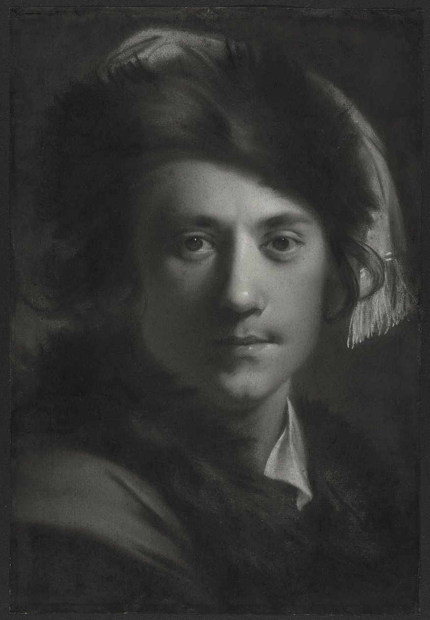 Kürk Şapkalı Otoportre by Joseph Wright of Derby
